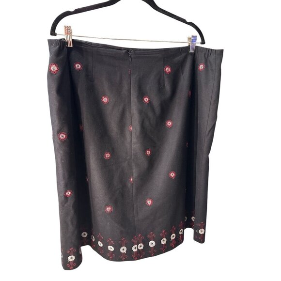 Oscar De La Renta Black Wool Blend Embroidered Floral Skirt Size 22W EUC - Picture 4 of 7